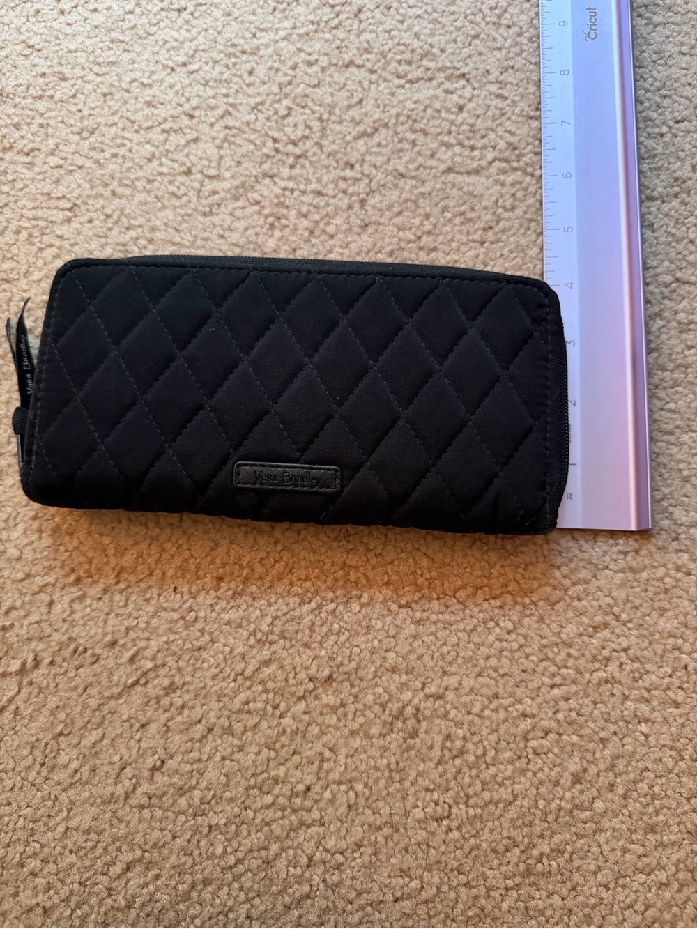 Vera Bradley Black Quilted Continental Accordion RFID Wallet Floral Interior
